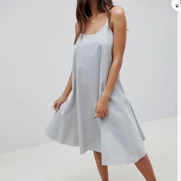 ASOS Trapeze Swing Lace Up Back Midi Sundress Lagenlook Size 0 - Picture 1 of 6